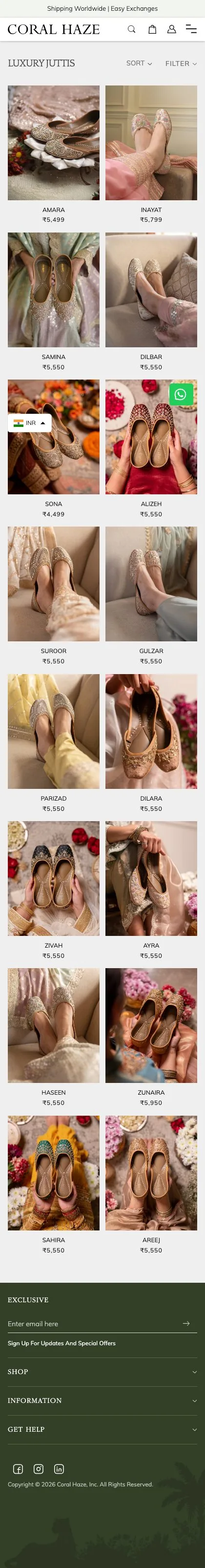 Collection page on mobile, full length.