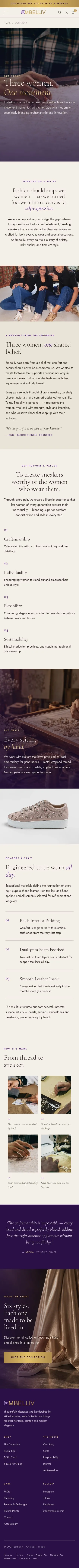 Our Story page on mobile, full length.