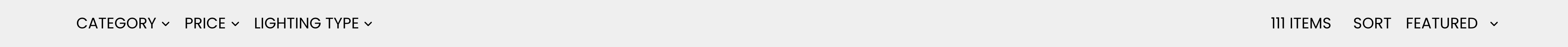 The collection filter bar: category, price and lighting type filters on the left, item count and sort on the right.