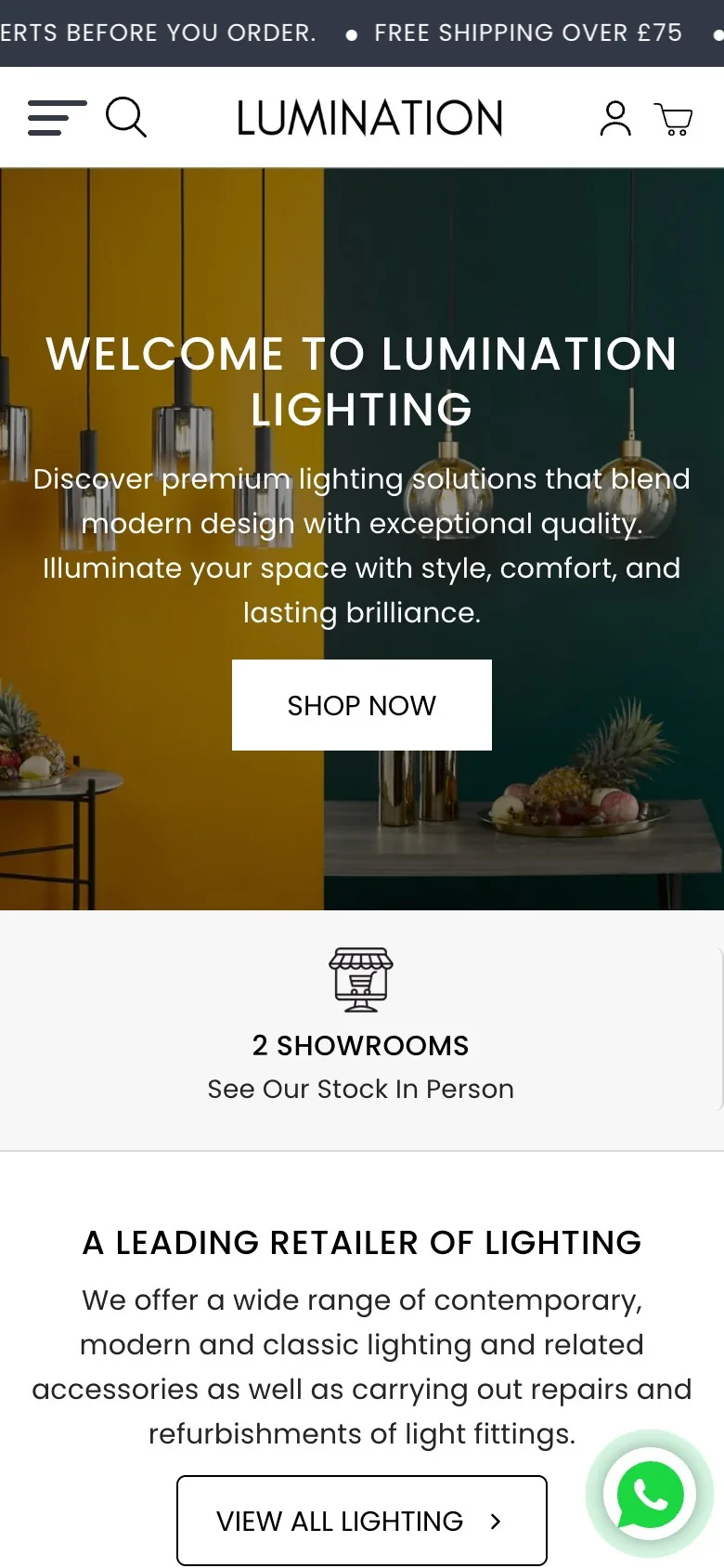 The same homepage on a phone.