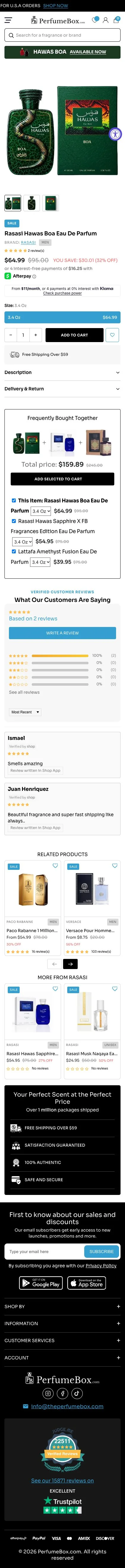 A product page on mobile, full length.