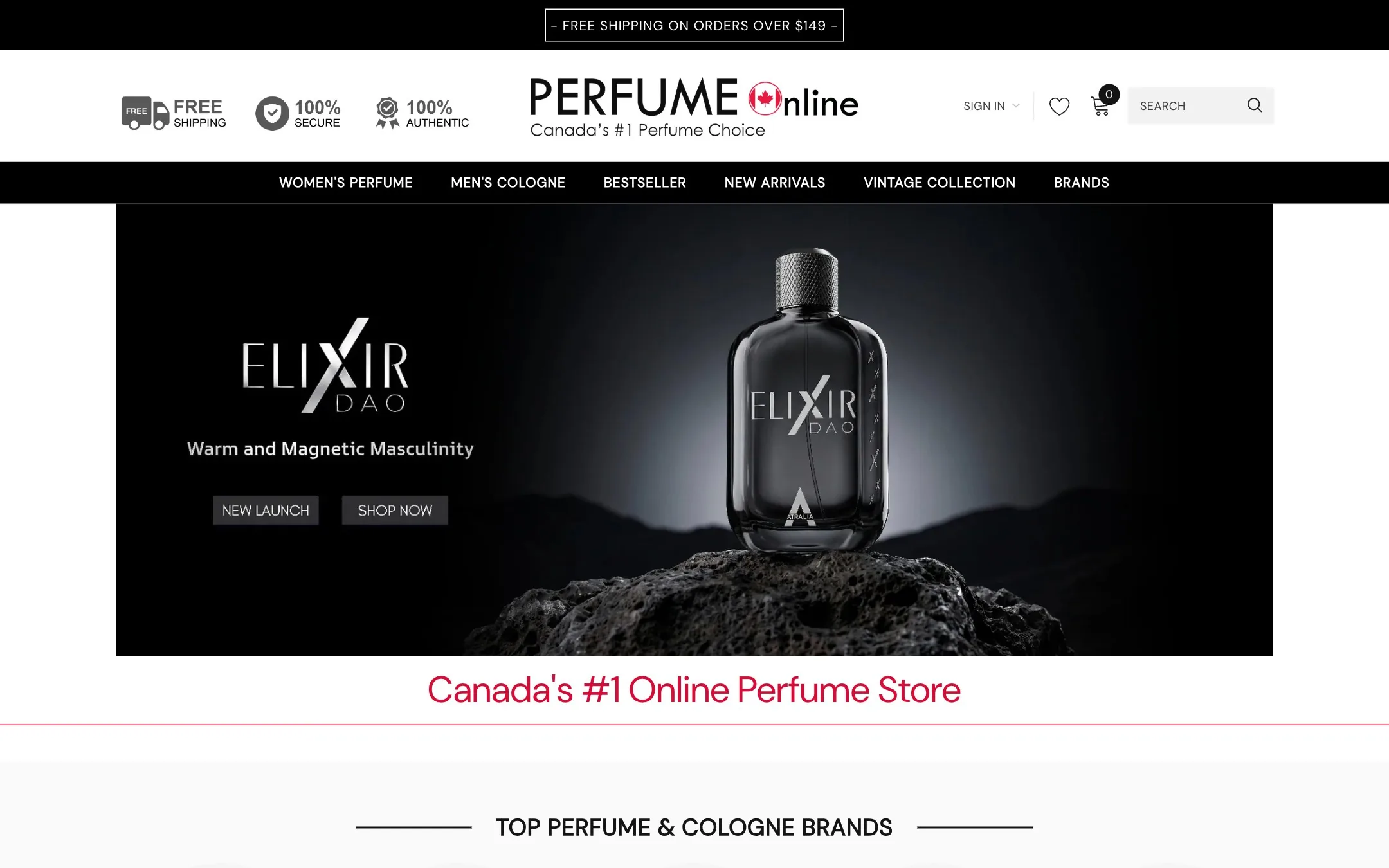 The PerfumeOnline.ca homepage.