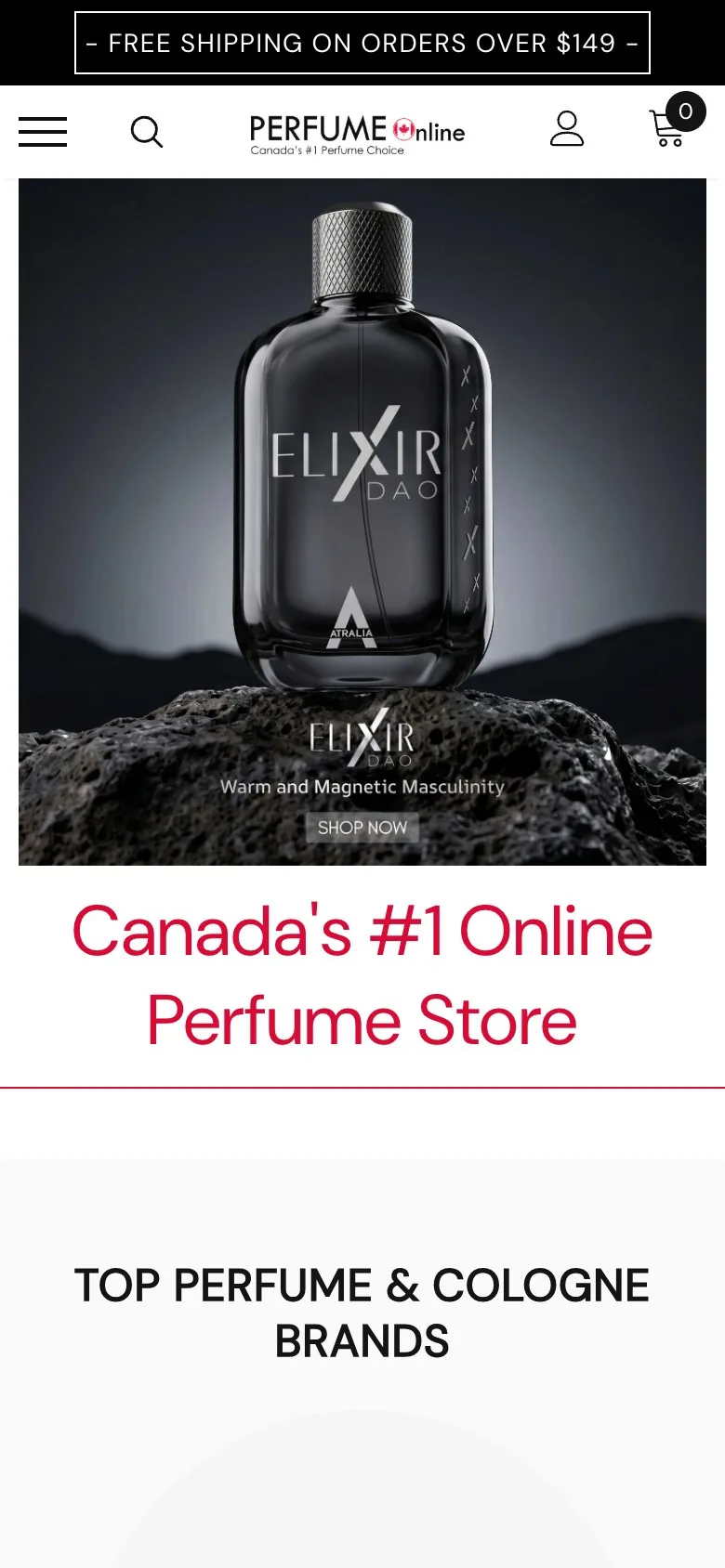 The same homepage on a phone.