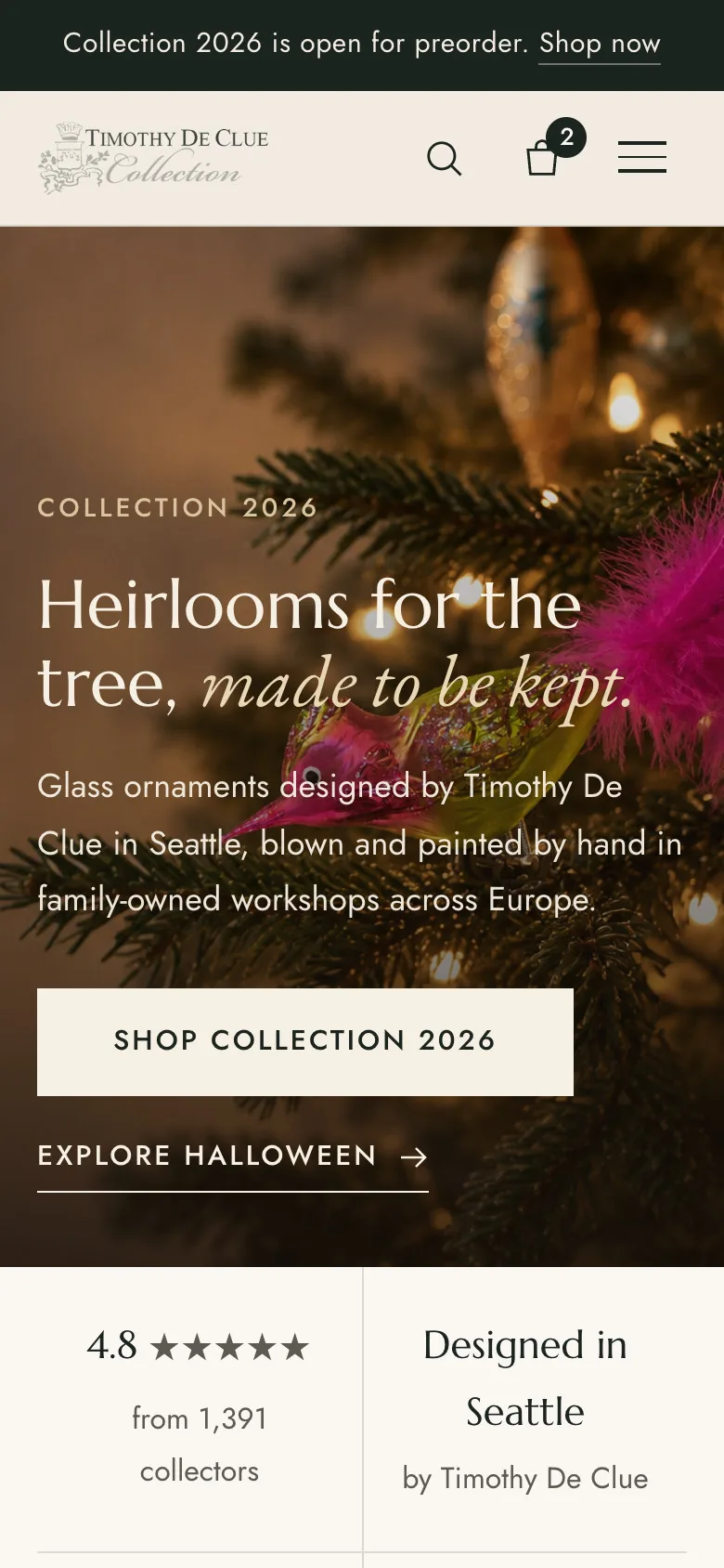 The same homepage on a phone.