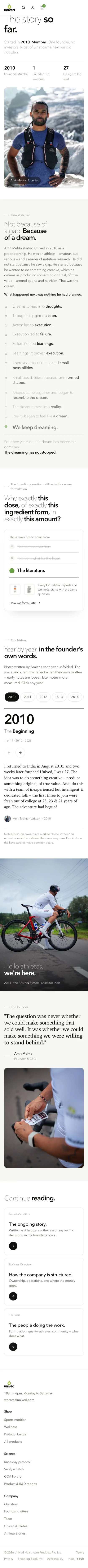 Our Story page on mobile, full length.